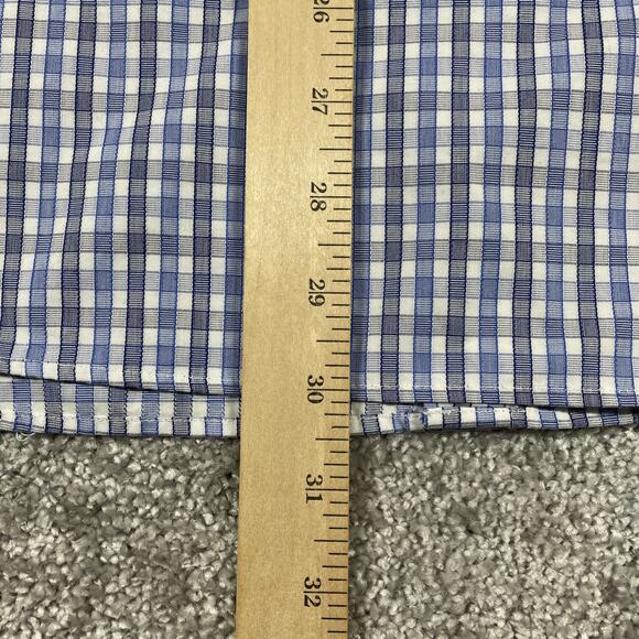 Untuckit Dress Shirt Mens XXL Wrinkle Free Plaid Cotton Button Up Workwear Blue - Picture 10 of 13
